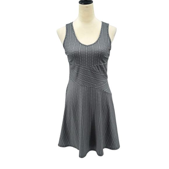 Prana Amelie Black & Gray Geometric Print Fit & Flare Outdoor Mini Dress - Picture 3 of 11